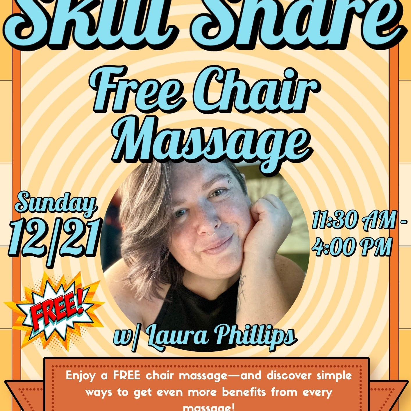 12/21 Free Chair Massage from Laura Phillips