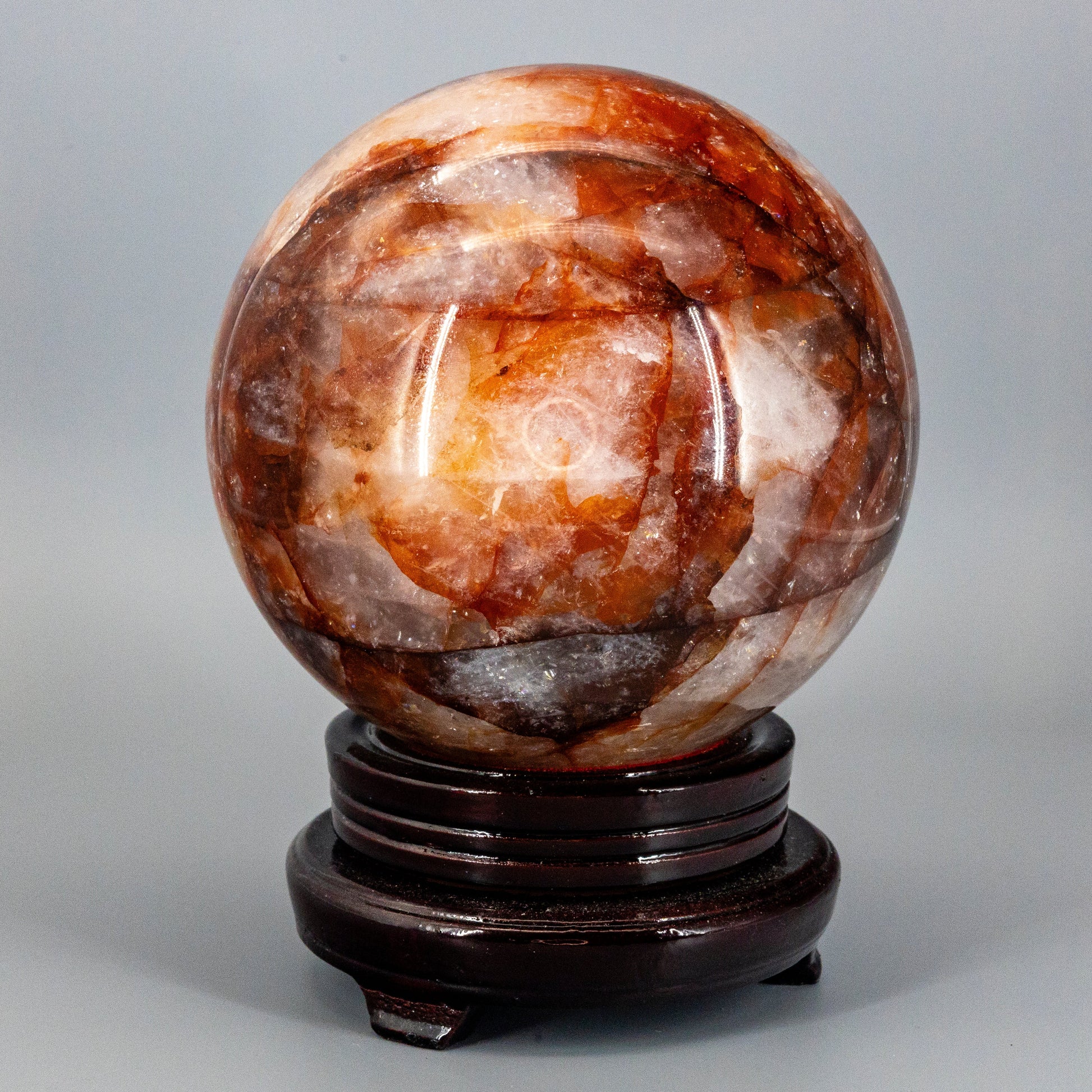 Stunning 15 Pound Hematoid “Fire” Quartz Sphere w/ Stand 158mm