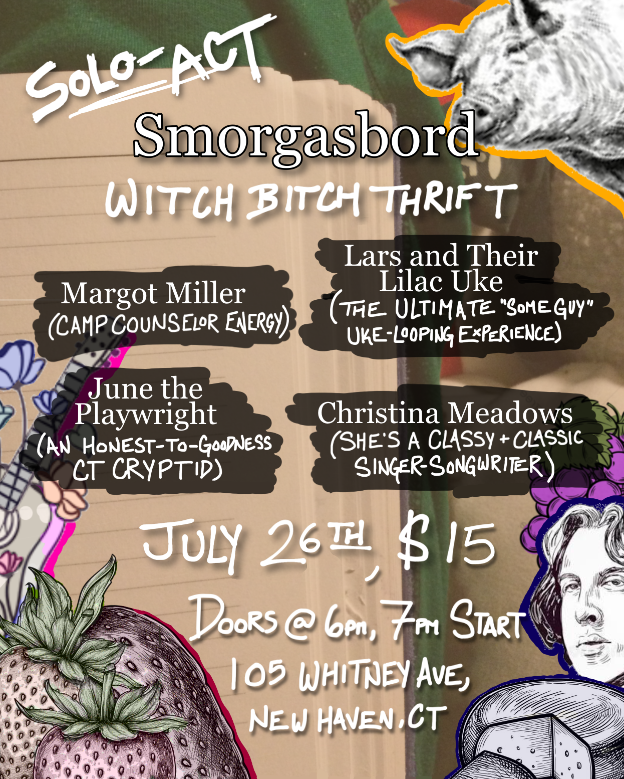 07/26 Concert: Lars and their Lilac Uke, Margot Miller, Christina Meadows, June the Playwright