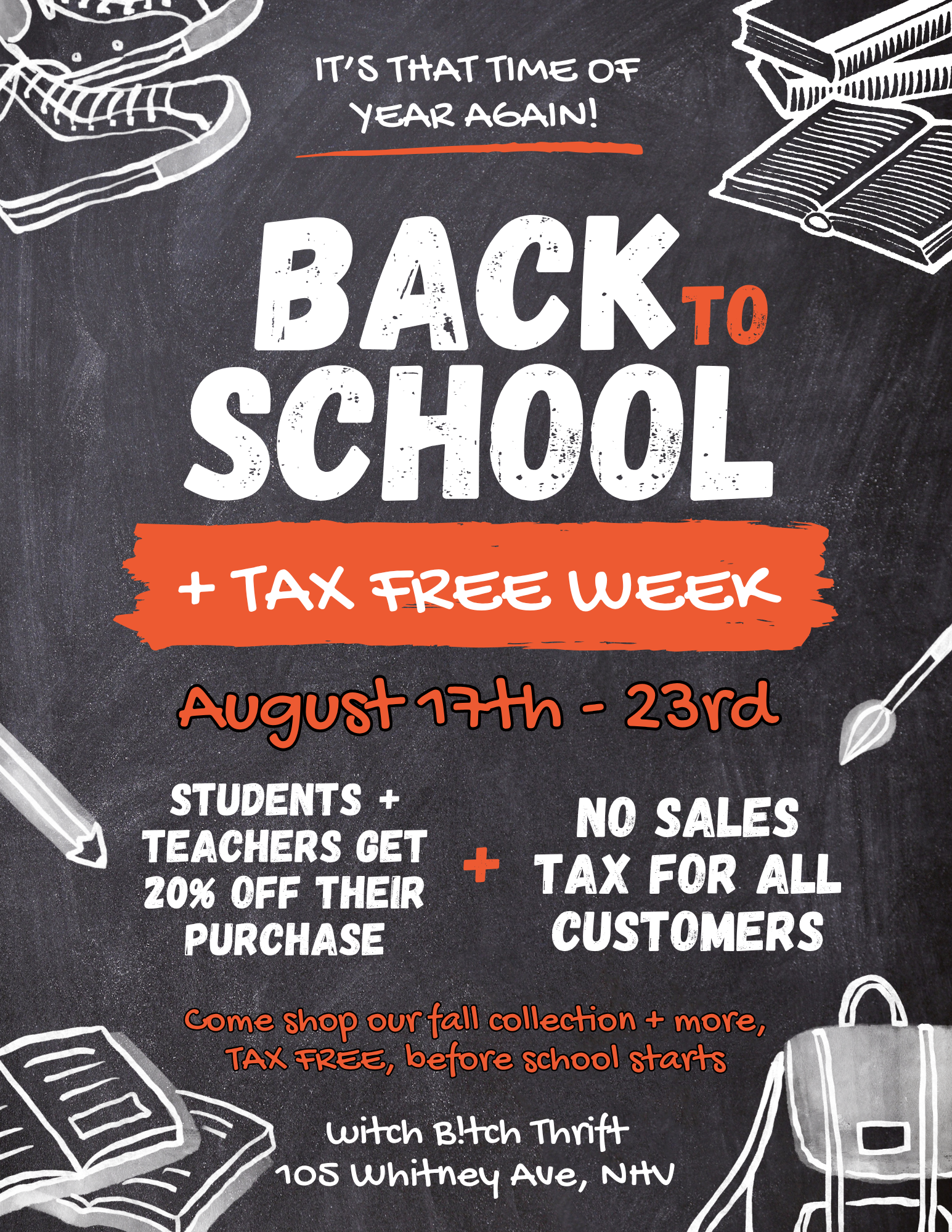 8/17 - 8/23 TAX FREE + Back to School Week