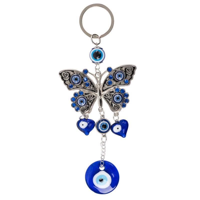 5" BUTTERFLY & EVIL EYE KEYCHAIN