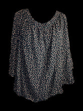 Load image into Gallery viewer, 5X Black, red, &amp; green floral pattern 3/4 bell sleeve off the shoulder top w/ elastic neckline
