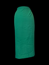 Load image into Gallery viewer, L Green midi skirt w/ elastic sides, &amp; clasp/zipper closure
