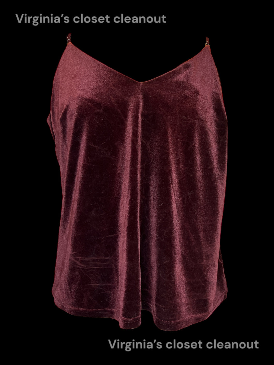0X Burgundy velvet sleeveless v-neckline crop top w/ adjustable straps