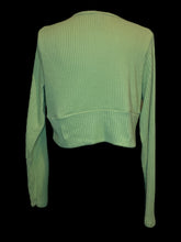 Load image into Gallery viewer, XL Lime green long sleeve mock wrap neckline rib knit crop top
