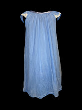 Load image into Gallery viewer, XL Periwinkle blue sheer mesh short cap sleeve dress w/ white lace accents, &amp; tie detail
