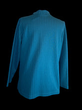 Load image into Gallery viewer, 0X Vintage teal long sleeve scoop neck faux open front cardigan rib knit top
