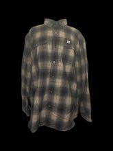 Load image into Gallery viewer, 3X Camel &amp; black plaid button down Carhartt flannel w/ double chest pockets
