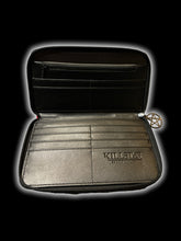 Load image into Gallery viewer, Black, red, &amp; pink Killstar clutch wallet w/ demon graphic, &amp; pentacle zipper closure
