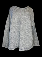 Load image into Gallery viewer, 3X Blue &amp; white woven knit hi-lo sweater w/ scoop neck, &amp; round hem

