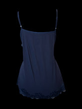 Load image into Gallery viewer, 2X Dark blue sleeveless top w/ lace hem, &amp; adjustable straps
