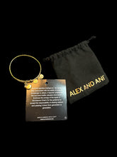 Load image into Gallery viewer, Gold-like wire bracelet w/ apple charm, &amp; carrying pouch
