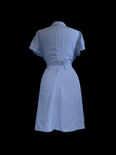 Load image into Gallery viewer, L Pale blue button-up short sleeve collared dress w/ waist tie
