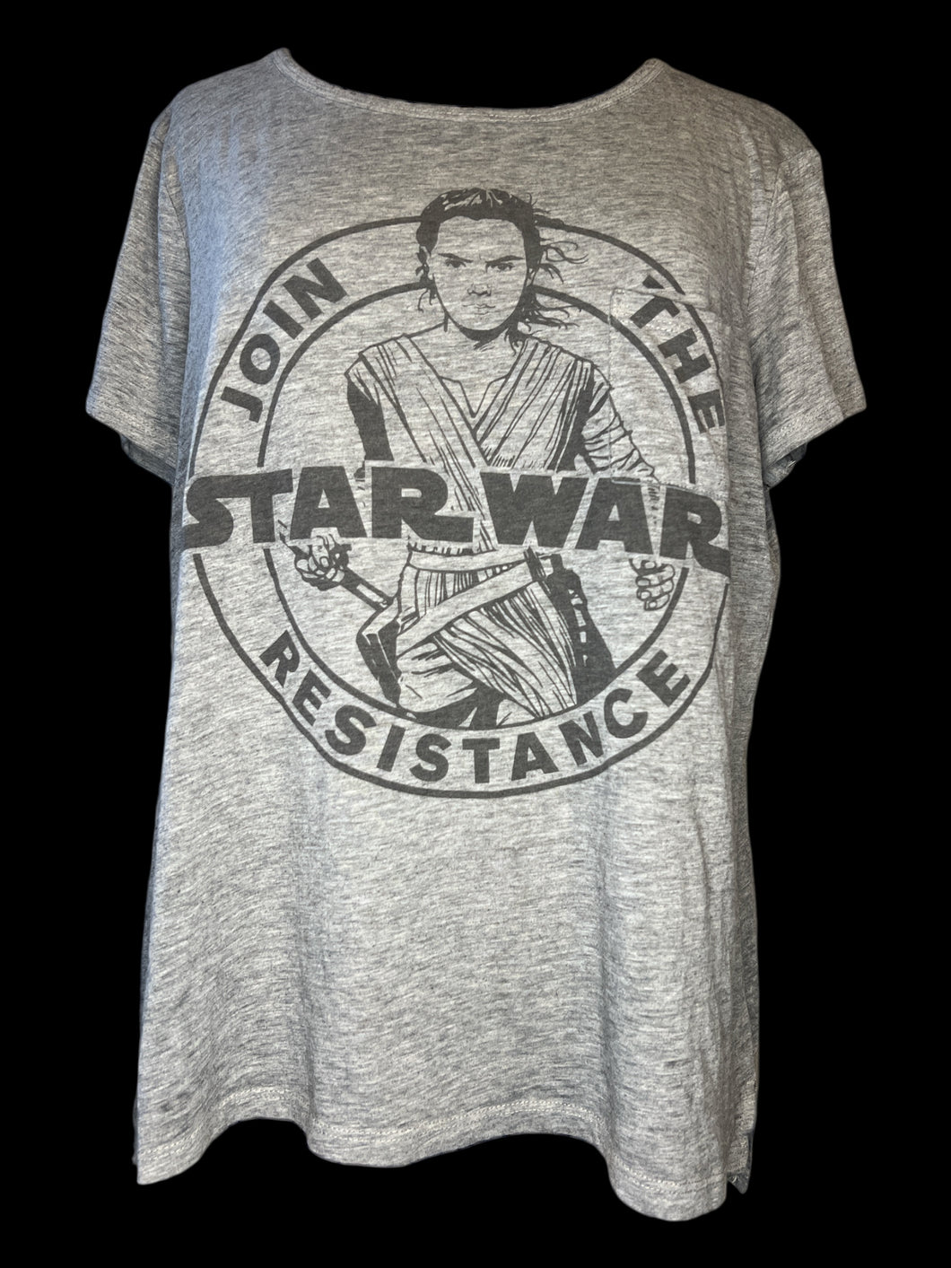 0X Heathered grey scoop neck tee shirt w/ chest pocket, 