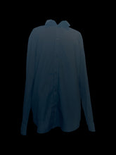Load image into Gallery viewer, 1X Black long sleeve button-down top w/ folded collar, &amp; button cuffs

