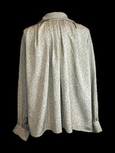 Load image into Gallery viewer, 1X Vintage 70s taupe &amp; black abstract stripe long sleeve button down top w/ high collar, &amp; cloth buttons

