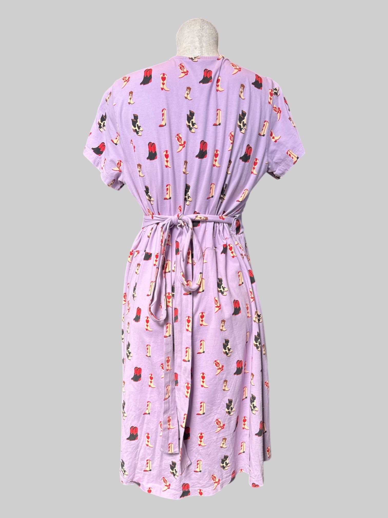 0X purple cowboy print wrap dress