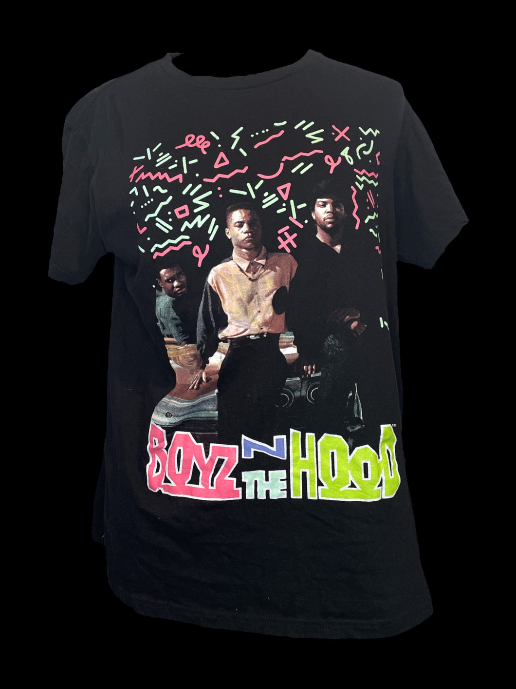 L Black short sleeve crew neck top w/ 