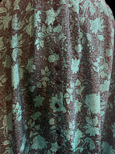 Load image into Gallery viewer, M Vintage green &amp; black botanical pattern maxi skirt w/ partial button closure, &amp; elastic waist
