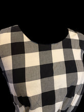 Load image into Gallery viewer, 2X Black &amp; white gingham pattern sleeveless dress w/ elastic waist, pockets, &amp; back zipper closure
