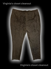 Load image into Gallery viewer, 2X Black velvet ornate pattern high waist taper leg pants w/ elastic waist
