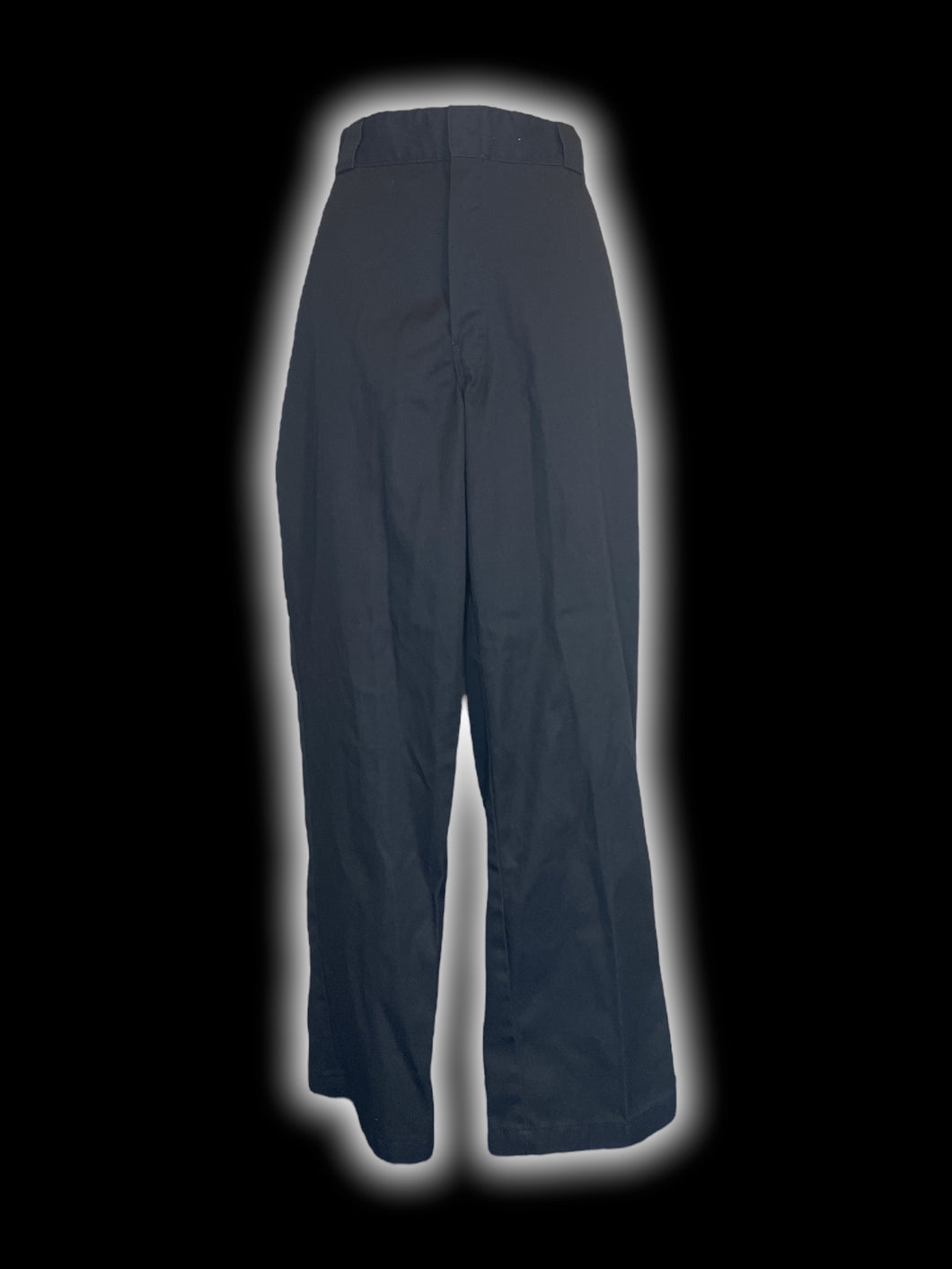 XL Black high waist straight leg pants w/ pockets, belt loops, & clasp/zipper closure