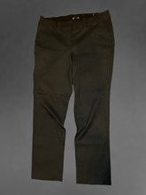 Load image into Gallery viewer, 1X Black straight leg pants w/ white accents, ribbed texture, pockets, belt loops, &amp; button/zipper/clasps closure
