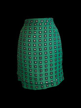 Load image into Gallery viewer, L Green, black, &amp; metallic silver floral tiered skirt w/ side clasp/zipper closure
