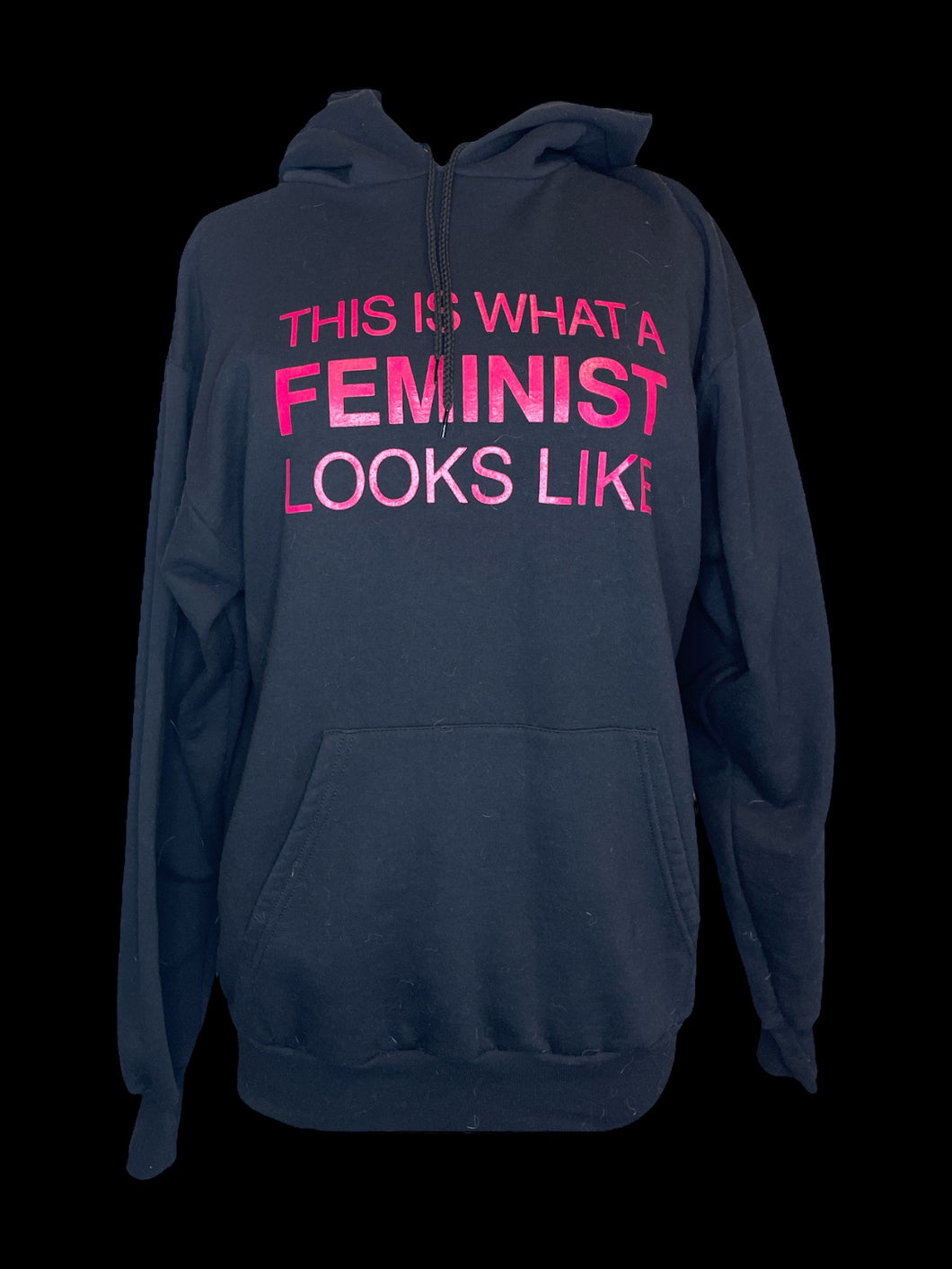 0X Black hooded sweater w/ hot pink 