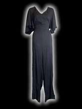 Load image into Gallery viewer, 2X NWT Black short sleeve v-neckline wide leg jumpsuit w/ button keyhole closure, stirred waist, &amp; pockets
