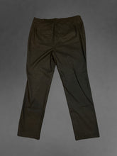 Load image into Gallery viewer, 1X Black straight leg pants w/ white accents, ribbed texture, pockets, belt loops, &amp; button/zipper/clasps closure
