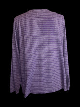 Load image into Gallery viewer, 1X Purple &amp; white long sleeve scoop neck top
