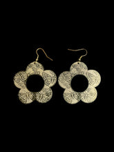 Load image into Gallery viewer, Silver like thin flower shaped earrings w/ butterfly design
