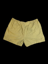 Load image into Gallery viewer, 3X Vintage sage green linen/cotton blend shorts w/ elastic button adjustable waistband, pockets, belt loops, &amp; button/zipper closure

