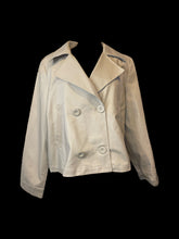 Load image into Gallery viewer, 1X NWT Beige faux double breasted jacket w/ pockets, shoulder pads,  &amp; large collar

