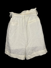 Load image into Gallery viewer, L White high-waisted shorts w/ paperbag waist, elastic waistband, pockets, ribbon waist tie, &amp; zipper/double clasp closure

