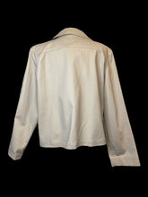 Load image into Gallery viewer, 1X NWT Beige faux double breasted jacket w/ pockets, shoulder pads,  &amp; large collar
