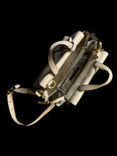 Load image into Gallery viewer, White crossbody frame bag w/ removable strap, handles, outer magnetic snap pockets, inner zipper pocket, &amp; separators
