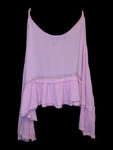 Load image into Gallery viewer, 4X Light pink textured off the shoulder long sleeve button-up top w/ floral embroidery, lace detail, bell sleeve, ruffle hem, &amp; adjustable straps
