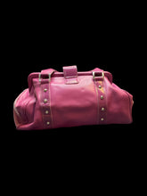 Load image into Gallery viewer, Fuchsia leather doctor-style bag w/ silver-like hardware, &amp; latching clasp
