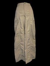 Load image into Gallery viewer, L Khaki high waist straight leg cargo pants w/ pockets, belt loops, &amp; drawstring/button/zipper closure
