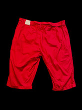 Load image into Gallery viewer, 3X NWT Red cotton blend capris w/ back elastic waist, cuffed hems, pockets, button/zipper closure, &amp; matching tie belt
