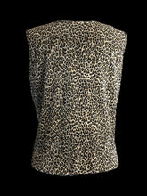 Load image into Gallery viewer, 0X Vintage 80s brown, beige, &amp; black animal print sleeveless scoop neckline top w/ mircopleating
