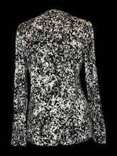 Load image into Gallery viewer, L Black, white, &amp; grey long sleeve button down top w/ tab button cuffs, &amp; chest pockets
