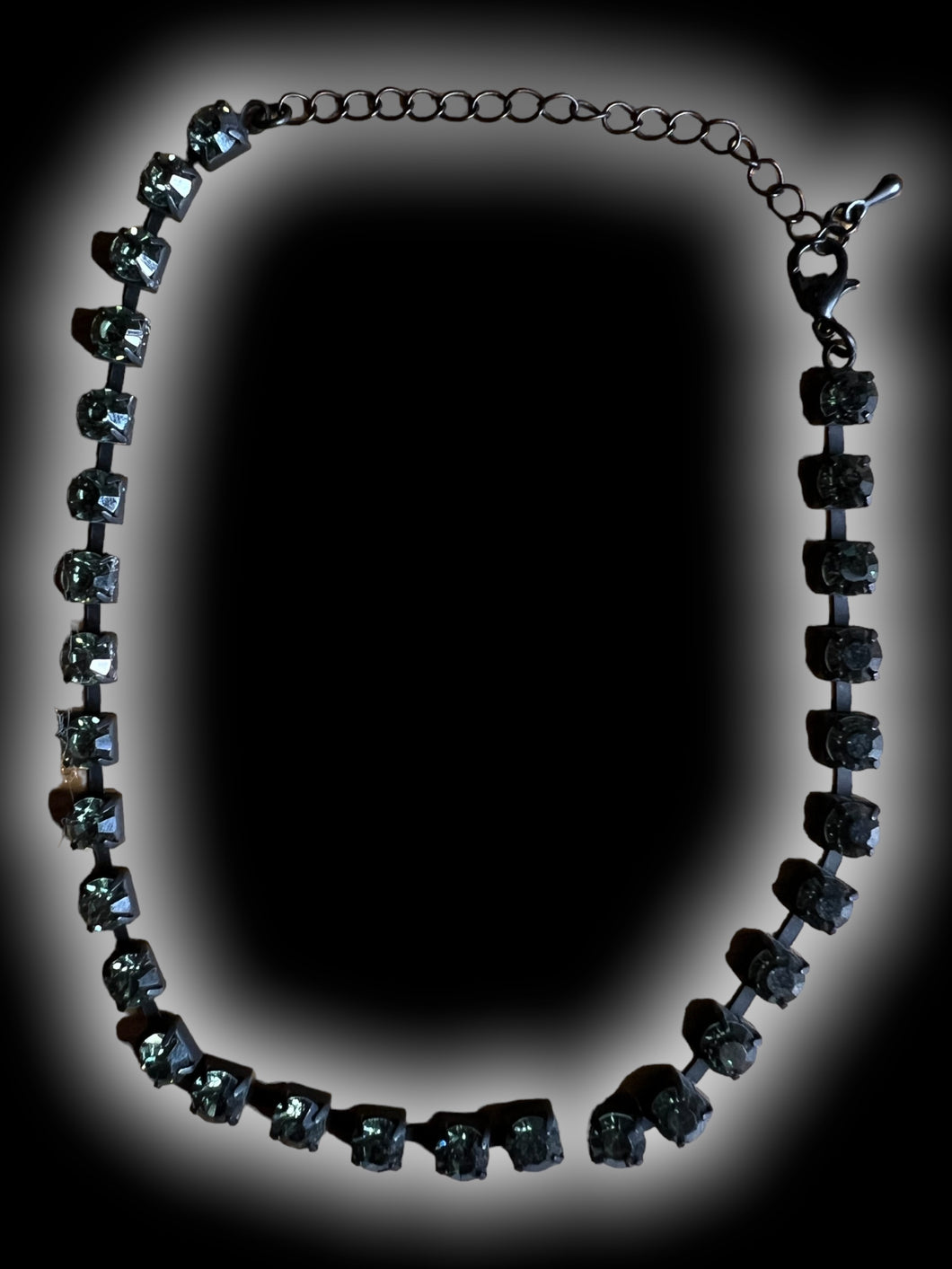 Black & smoky cut gem choker necklace