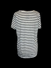 Load image into Gallery viewer, 2X White &amp; black stripe short sleeve v-neck top
