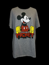 Load image into Gallery viewer, 2X Heather grey short sleeve crew neck top w/ Mickey Mouse graphic
