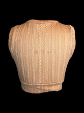 Load image into Gallery viewer, S Beige cable knit sleeveless v-neckline crop top
