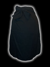 Load image into Gallery viewer, M Black button down skirt w/ attached waist tie, &amp; side hem slits
