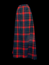 Load image into Gallery viewer, M Vintage Pendleton red, green, &amp; blue plaid wool maxi skirt w/ single pocket, &amp; button closure
